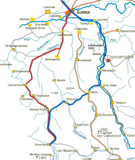 Карта барнаул бийск дорога