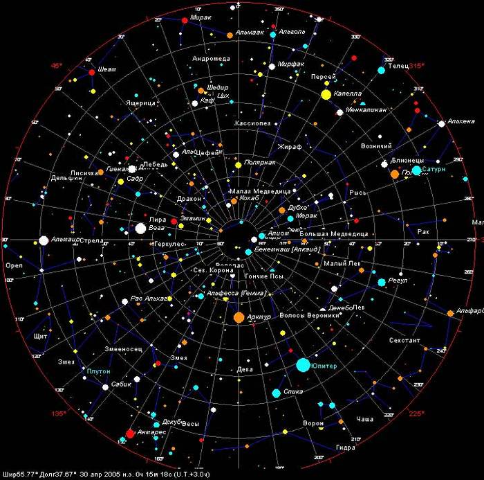 Созвездия на небе онлайн сейчас карта